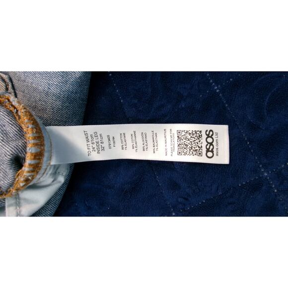 Asos Jeans Juniors Womens Size US 0 UK 24/29 High Rise Mom Blue Remo Denim - Picture 13 of 14